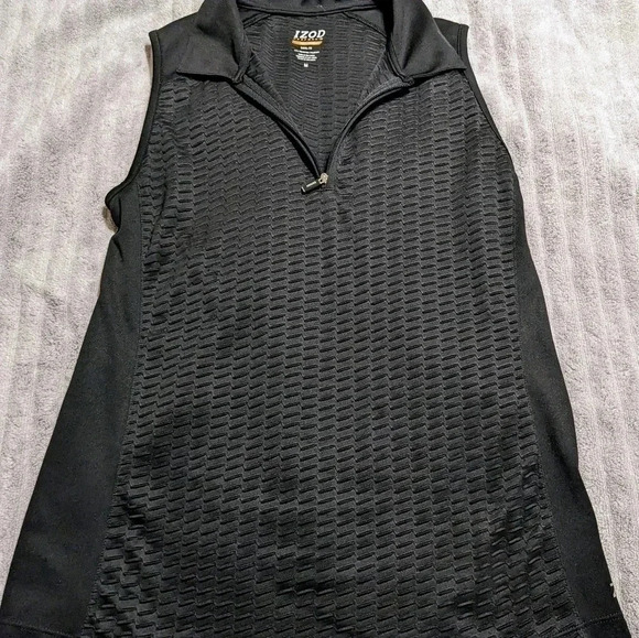 IZOD Movement Cool Textured Womens Stretchy Athletic Sleeveless Black Shirt Sz M - Picture 1 of 4